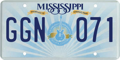 MS license plate GGN071