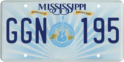 MS license plate GGN195