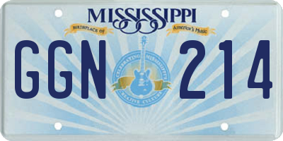 MS license plate GGN214