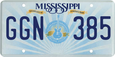 MS license plate GGN385