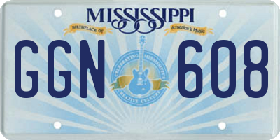MS license plate GGN608