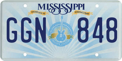 MS license plate GGN848