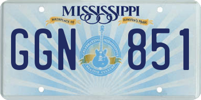 MS license plate GGN851