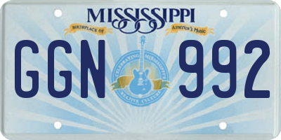 MS license plate GGN992