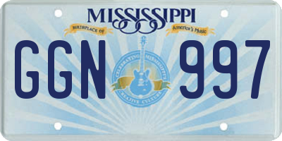 MS license plate GGN997
