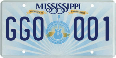 MS license plate GGO001