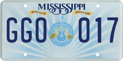 MS license plate GGO017