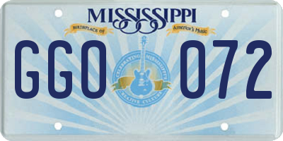 MS license plate GGO072