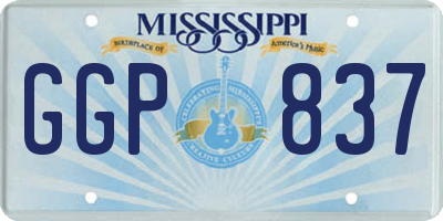 MS license plate GGP837