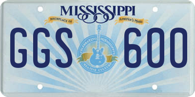 MS license plate GGS600