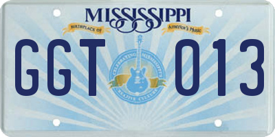 MS license plate GGT013