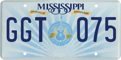 MS license plate GGT075