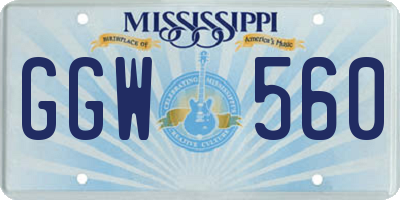 MS license plate GGW560