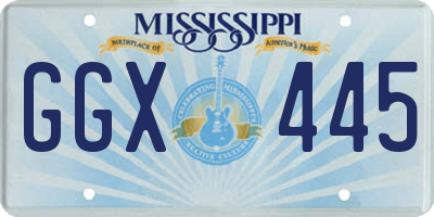 MS license plate GGX445