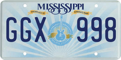 MS license plate GGX998