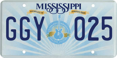 MS license plate GGY025
