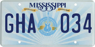 MS license plate GHA034