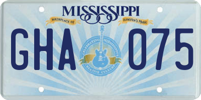MS license plate GHA075