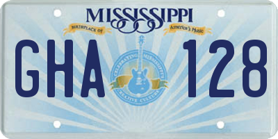 MS license plate GHA128