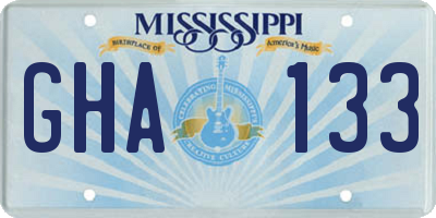 MS license plate GHA133