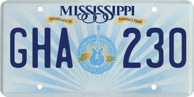 MS license plate GHA230