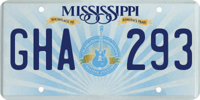 MS license plate GHA293