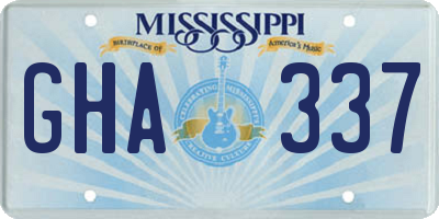 MS license plate GHA337