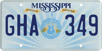 MS license plate GHA349