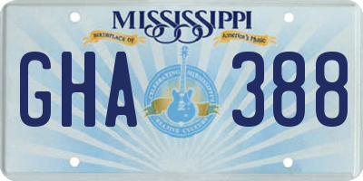 MS license plate GHA388