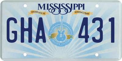 MS license plate GHA431