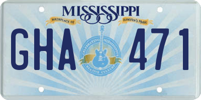MS license plate GHA471