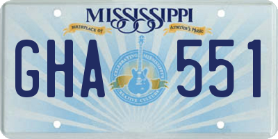 MS license plate GHA551
