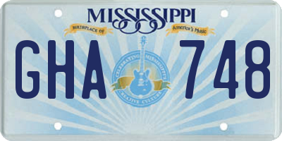 MS license plate GHA748