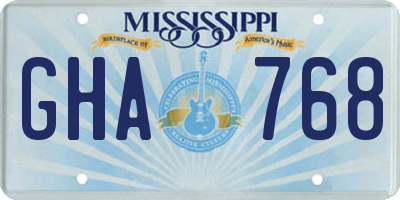 MS license plate GHA768