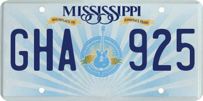 MS license plate GHA925