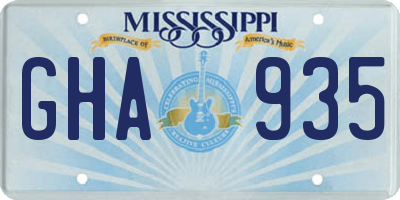 MS license plate GHA935