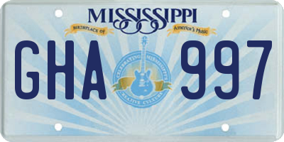 MS license plate GHA997