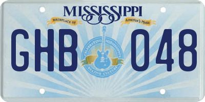 MS license plate GHB048