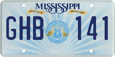 MS license plate GHB141