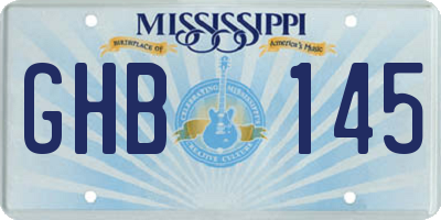 MS license plate GHB145