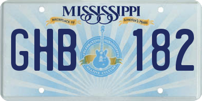 MS license plate GHB182