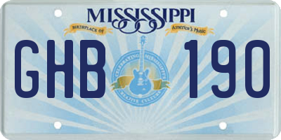 MS license plate GHB190