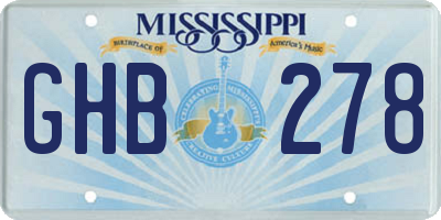 MS license plate GHB278