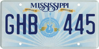 MS license plate GHB445