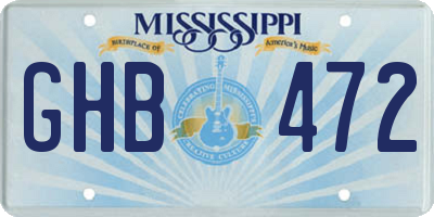 MS license plate GHB472