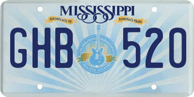 MS license plate GHB520