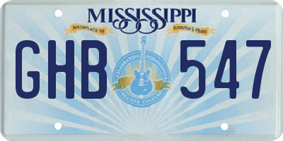 MS license plate GHB547