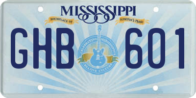 MS license plate GHB601