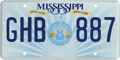 MS license plate GHB887