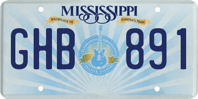 MS license plate GHB891